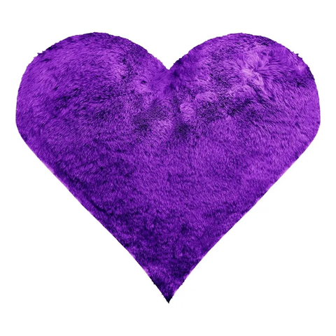 Tapete Pelo Alto Felpudo Peludo Macio Anti Derrapante Alérgico Roxo Coração 100 cm Sala Quarto Escri