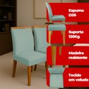 Ver imagem 4 de Kit 2 Cadeira de Jantar Emily Estofada Veludo Cinza Pé de Madeira Castanho - Arkell
