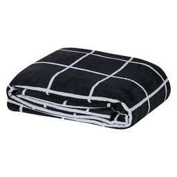 Manta Casal Square Microfibra Decorativa Preto Lilly Home Enxovais Manta Square - 1