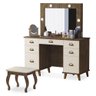 Penteadeira Camarim 7 Gavetas e Espelho com Led + Banqueta New Seul Malbec Off White Luapa - 1