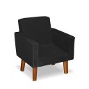 Ver imagem 1 de Mini Poltrona Cadeira Infantil Nina de Criança Suede Preto Pés Palito