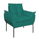 Ver imagem 4 de Poltrona Sofá Luxo Base Metal Preto Recepção Escritório Cor:azul Turquesa