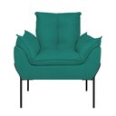 Ver imagem 5 de Poltrona Sofá Luxo Base Metal Preto Recepção Escritório Cor:azul Turquesa