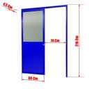 Ver imagem 2 de Porta de Correr Suspensa 210x80cm Meia Lambril Meia Vidro Dir L.25 Abertura Direita Azul Brimak