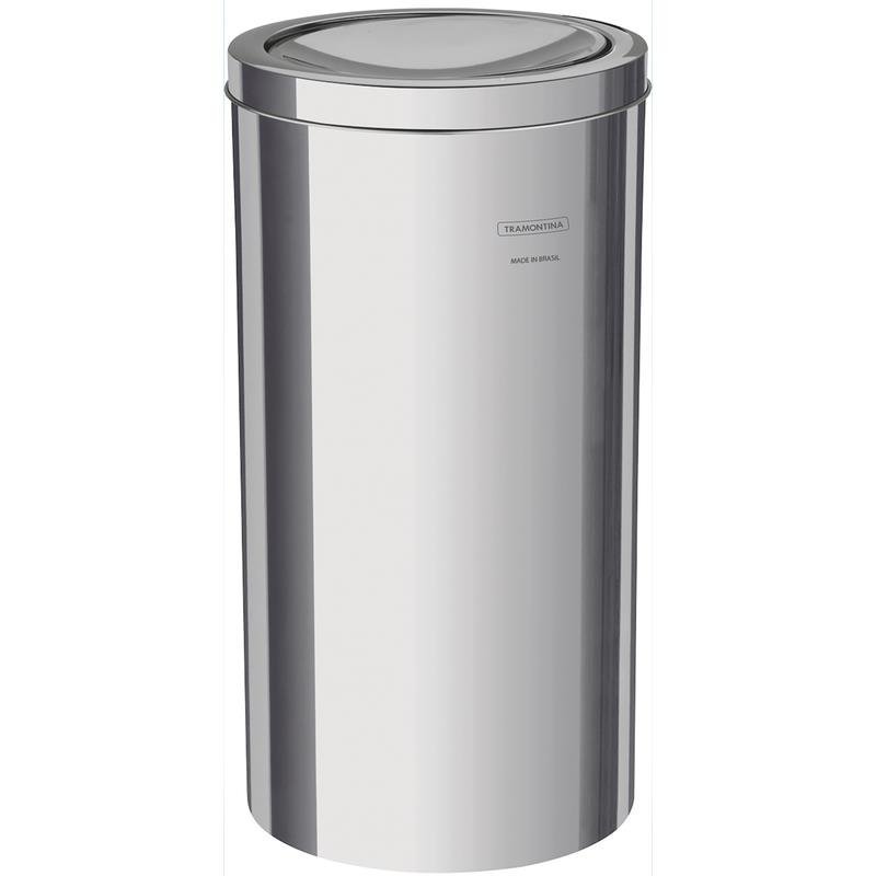 LIXEIRA INOX TRAMONTINA COM ACABAMENTO POLIDO E TAMPA BASCUL - 1