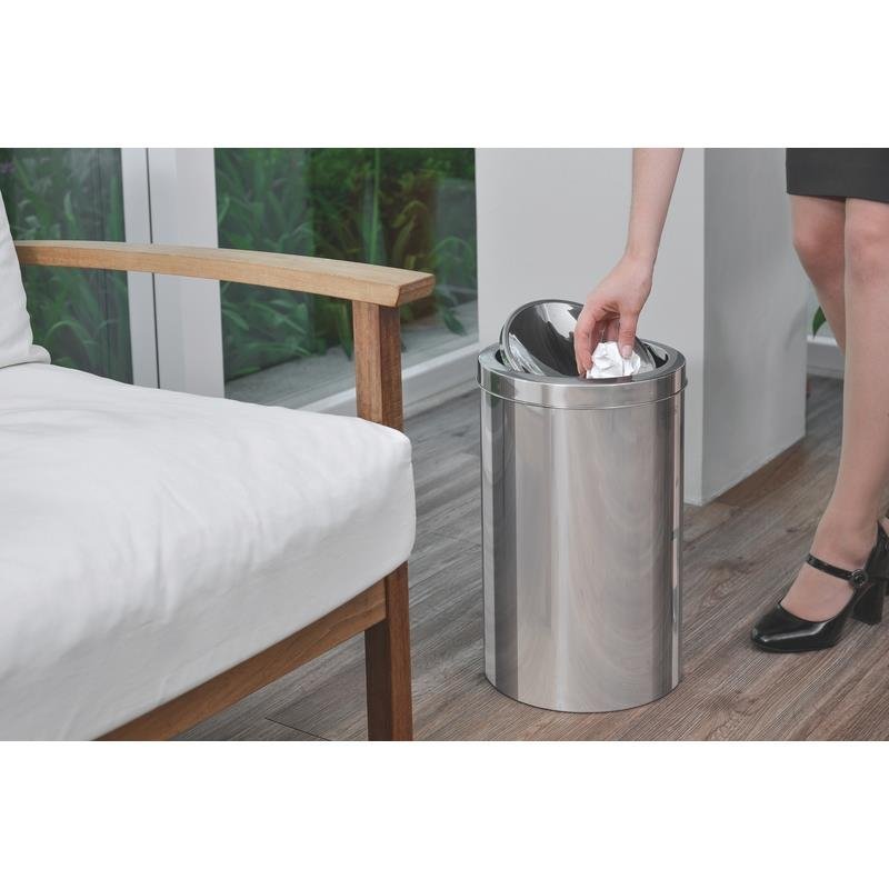 LIXEIRA INOX TRAMONTINA COM ACABAMENTO POLIDO E TAMPA BASCUL - 3