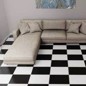 Piso Vinilico Em Manta Com Brilho, Quadriculado, Antiderrapante, Pvc 0,7mm 16m² Damas  + 1 Cola