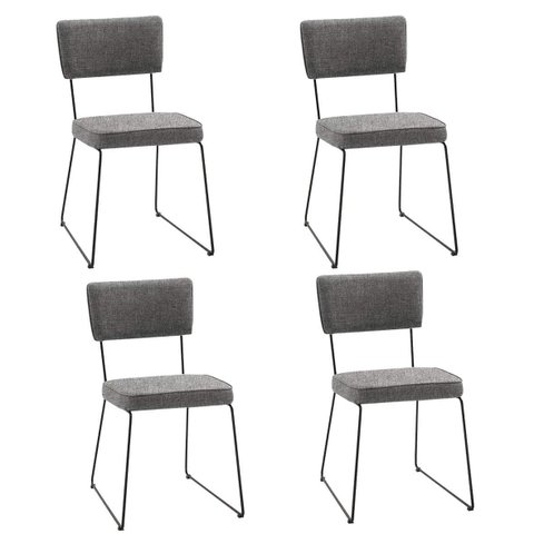 Kit Quatro Cadeiras de Jantar Minimalista Roma Linho Cinza - Ooca Móveis