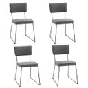 Ver imagem 1 de Kit Quatro Cadeiras de Jantar Minimalista Roma Linho Cinza - Ooca Móveis