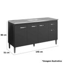 Ver imagem 2 de Balcão de Pia sem Tampo 150 Cm 4 Portas 1 Gaveta Graziela Amêndoa/preto