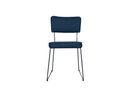 Ver imagem 2 de Cadeira de Jantar Minimalista Roma Tecido Linho Azul Marinho Base Aço Azul - Ooca Móveis