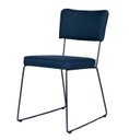 Ver imagem 1 de Cadeira de Jantar Minimalista Roma Tecido Linho Azul Marinho Base Aço Azul - Ooca Móveis
