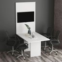 Ver imagem 1 de Conjunto Mesa de Escritório Reunião 136cm com Painel para Tv Multimóveis Cr25338 Branco
