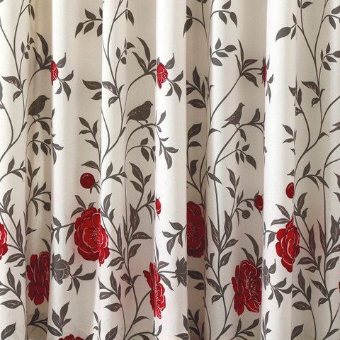 Cortina Translúcida Döhler Tais Floral Vermelha 300x250cm