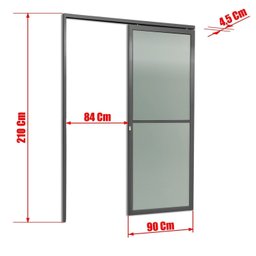 Porta de Correr Suspensa 210x90cm Vidrao Esq L.25 Brimak - 2