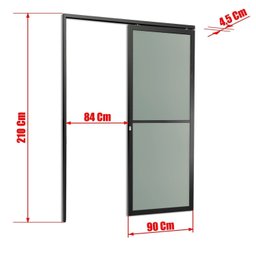 Porta de Correr Suspensa 210x90cm Vidrao Esq L.25 Brimak - 2