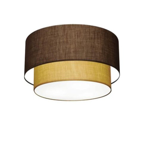 Plafon Duplo Cilíndrico Vivare Md-3045 Cúpula em Tecido 40x35cm - Bivolt Café-palha 127/220v