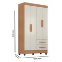 Ver imagem 3 de Guarda Roupa Solteiro Lite Ambiente 4 Portas Nature Off White - Móveis Leão