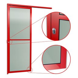 Porta de Correr Suspensa 210x90cm Vidrao Esq L.25 Brimak - 6