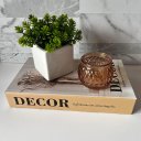 Ver imagem 4 de Livro decorativo, castiçal de vidro e vaso branco cerâmico