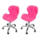 Ver imagem 1 de Kit 2 Cadeiras Escritório Giratória Office Eiffel Slim Rosa