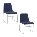 Ver imagem 1 de Kit 2 Cadeiras Decorativa Sala de Jantar Anne Linho Azul Marinho G17 - Gran Belo