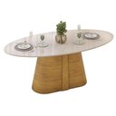 Ver imagem 1 de Mesa de Sala Jantar Ryze C/ Tampo Madeirado C/ Vidro Oval 218x108cm Cedro/off White - Dj Móveis