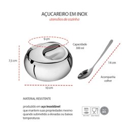 Cafeteira Prensa Francesa Bule 350ml e Açucareiro Inox - 3