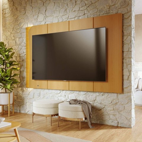 Painel para TV até 65 Polegadas com LED 216,8cmx135cm Amalfi Marrom Naturale