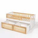 Ver imagem 4 de Cama Solteiro Infantil com 2 Gavetões e Grade Madeira Maciça Lumi Branco/Carvalho