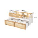 Ver imagem 3 de Cama Solteiro Infantil com 2 Gavetões e Grade Madeira Maciça Lumi Branco/Carvalho