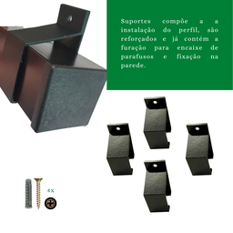 Kit p/ Porta Correr Trilho Alumínio 35x35 2,50m Preto - RDA-4 - KT-713.25 - 3