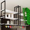 Ver imagem 2 de Prateleira Tripla Estilo Industrial Teto Parede 80cm Pb Fs