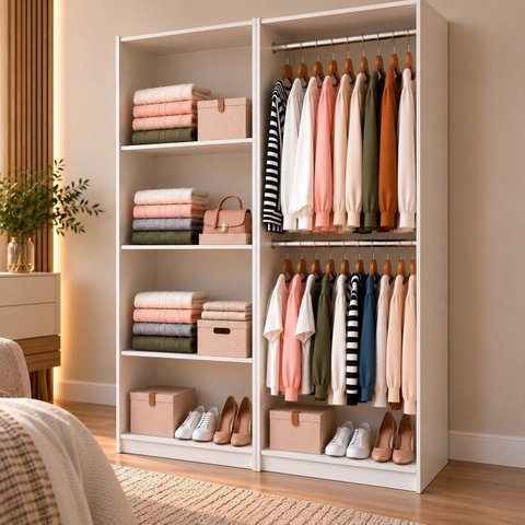 Armário Closet Modulado Prateleiras e Cabideiro Luna e Max Branco