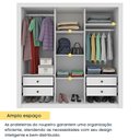 Ver imagem 7 de Guarda-Roupa Casal com 3 Portas de Correr e 4 Gavetas 190cm Multimóveis CR35502 Neve