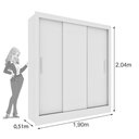 Ver imagem 4 de Guarda-Roupa Casal com 3 Portas de Correr e 4 Gavetas 190cm Multimóveis CR35502 Neve