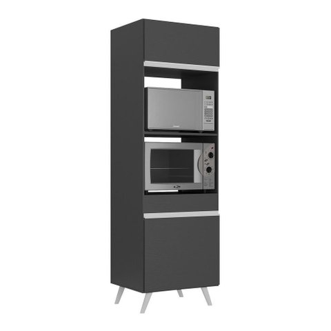 Paneleiro 2 Portas Para Forno E Microondas Preto/branco