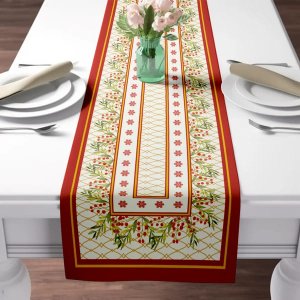 Trilho de Mesa Natal Azevinhos 143x46cm - Nsw Decor