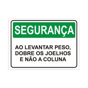 Placa de Sinalização Segurança Ao Levantar Peso Dobre os Joe