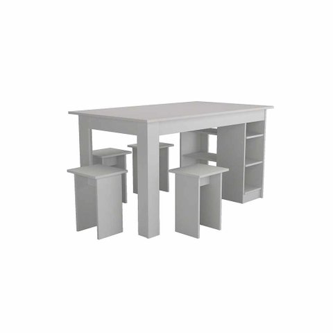 Conjunto Mesa com Nichos e 4 Bancos B21 Linha B's Naturart