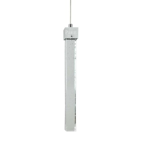 Pendente Empire Cristal Cromado Retangular Bolhas Led 7w 50cm Paris Luz