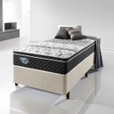 Ver imagem 2 de Cama Box Solteiro 88x188 Courino Linho Areia com Colchão Mola Verticoil