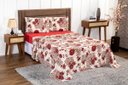 Ver imagem 1 de Jogo de Lençol King 4 Peças 180 Fios Algodão Estampado:floral-vermelho