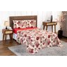 Jogo de Lençol King 4 Peças 180 Fios Algodão Estampado:floral-vermelho - 1