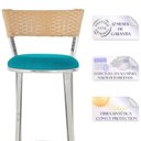 Ver imagem 3 de Kit de Mesa Bistrô com Tampo de Vidro Redondo 4 Banquetas em Alumínio e Fibra Sintética Ráfia