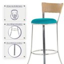 Ver imagem 4 de Kit de Mesa Bistrô com Tampo de Vidro Redondo 4 Banquetas em Alumínio e Fibra Sintética Ráfia