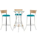 Ver imagem 1 de Kit de Mesa Bistrô com Tampo de Vidro Redondo 4 Banquetas em Alumínio e Fibra Sintética Ráfia