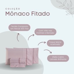 Jogo de Cama Lençol Mônaco Fitado com Fronhas King 04 Peças - Tecido Listrado Percal 300 Fios Acetin - 4