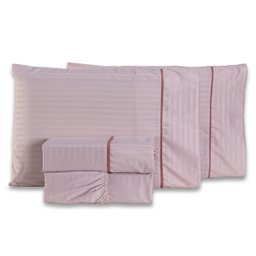 Jogo de Cama Lençol Mônaco Fitado com Fronhas King 04 Peças - Tecido Listrado Percal 300 Fios Acetin - 1