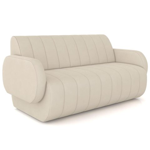 Sofá 3 Lugares Sala Living Orgânico 188cm Fávara K01 Veludo Bege - Lyam Decor